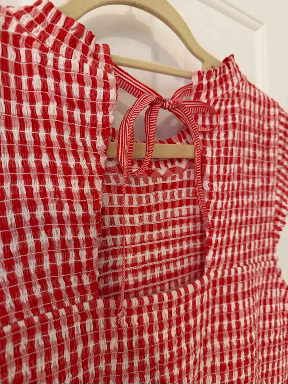 NEW with tags! Crown & Ivy Red Gingham Smocked Top Maxi Dress - Picture 5 of 9